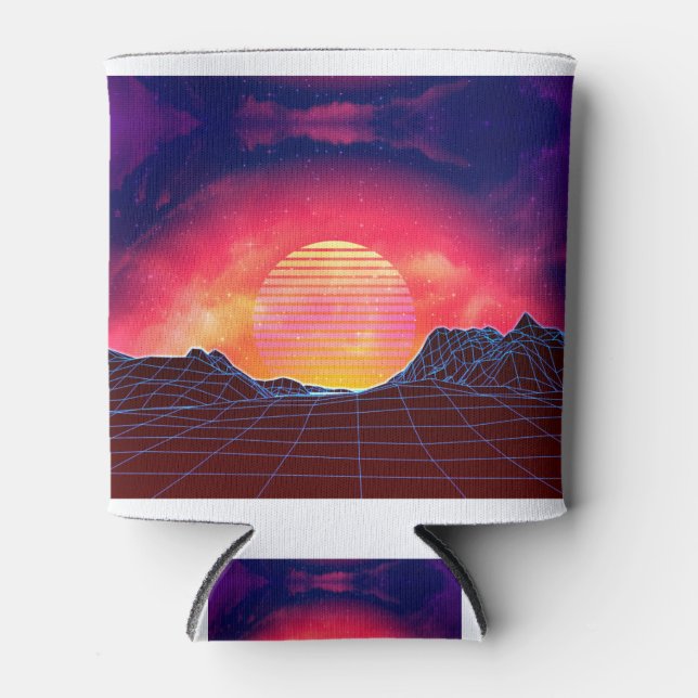Rafraîchisseur Pour Canette Paysage Vaporwave avec rochers (Devant)