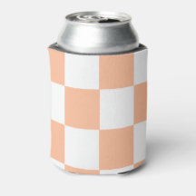Peach White Checkerboard Retro Classic Checks