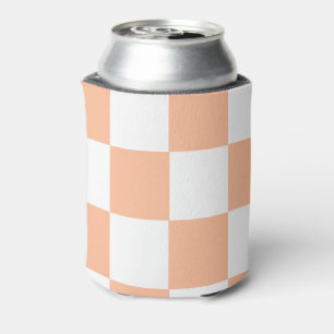 Rafraîchisseur Pour Canette Peach White Checkerboard Retro Classic Checks