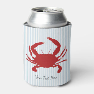Rafraîchisseur Pour Canette Peinture de crabe personnalisée rayure bleu côtier