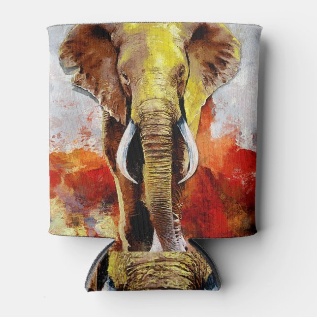 Rafraîchisseur Pour Canette Peinture moderne à l'huile d'éléphant Abstraite (Devant)