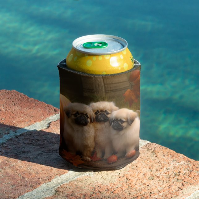 Rafraîchisseur Pour Canette Pekingese Chiot Automne Citrouille délice (Piscine in situ)