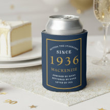 Personalized 90th Birthday 1936 Elegant Blue Gold