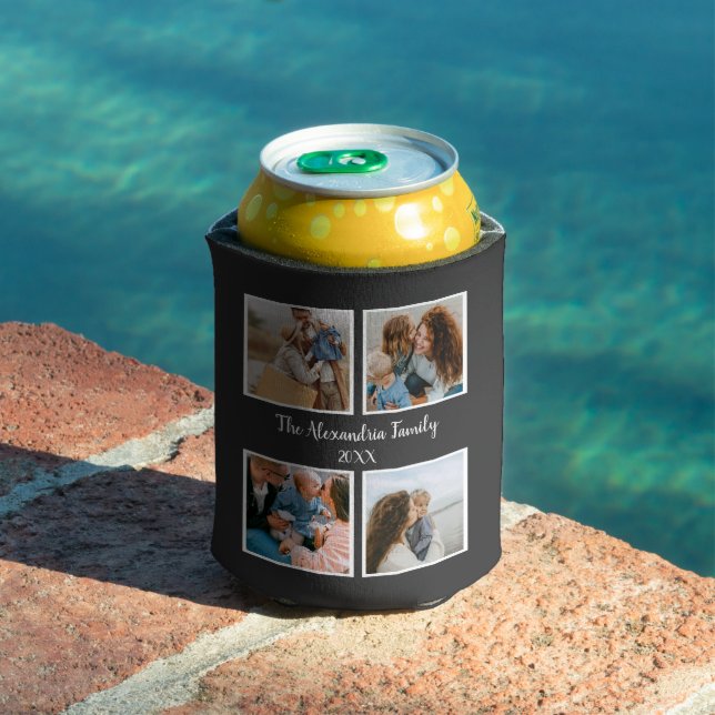 Rafraîchisseur Pour Canette Personalized family 4 photo collage template (Piscine in situ)