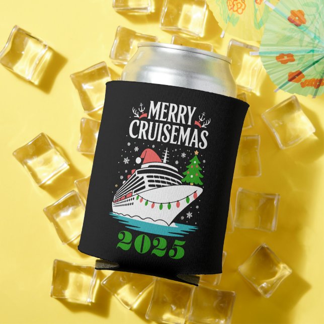 Rafraîchisseur Pour Canette Personalized Merry Cruisemas Cruise Ship Family  (Été in situ)