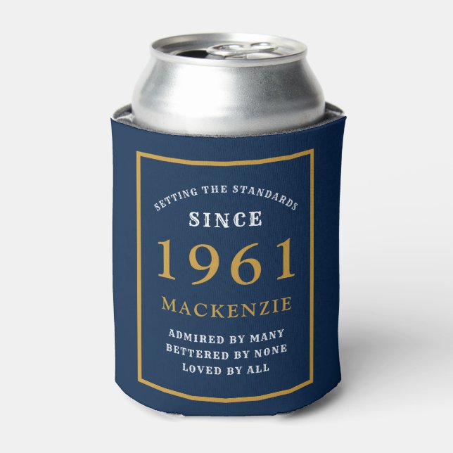 Rafraîchisseur Pour Canette Personnalisé 60e anniversaire 1961 Elégant Blue Go (Can devant)
