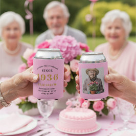 Rafraîchisseur Pour Canette Personnalisé 90e Anniversaire Rose Or Avec Photo