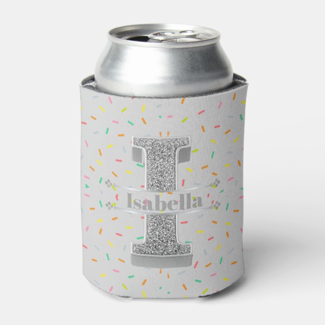Rafraîchisseur Pour Canette Personnalisé I Premier Monogramme Argent Votre Nom (Can devant)