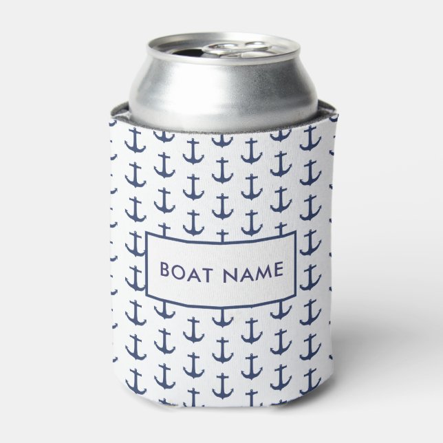 Rafraîchisseur Pour Canette Personnalisé Votre nom de bateau Ancre nautique (Can devant)