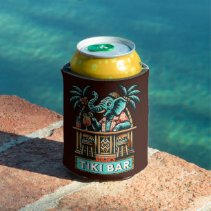 Rafraîchisseur Pour Canette Personnaliser Retro Elephant Tiki Bar