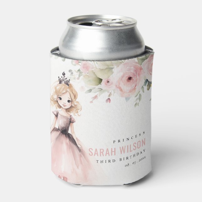 Rafraîchisseur Pour Canette Petite princesse rose Rose Floral Anniversaire (Can devant)