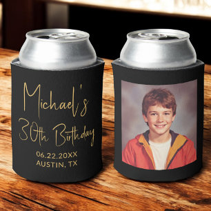 Rafraîchisseur Pour Canette Photo Instagram Black Gold 30th Birthday