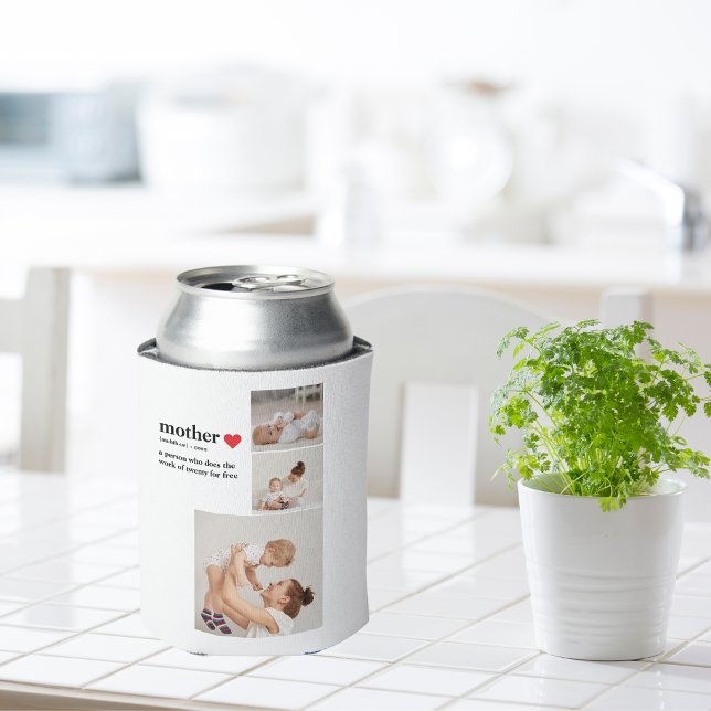 Rafraîchisseur Pour Canette Photo & Texte Moderne Coeur Rouge Mère Cadeau (Créateur téléchargé)