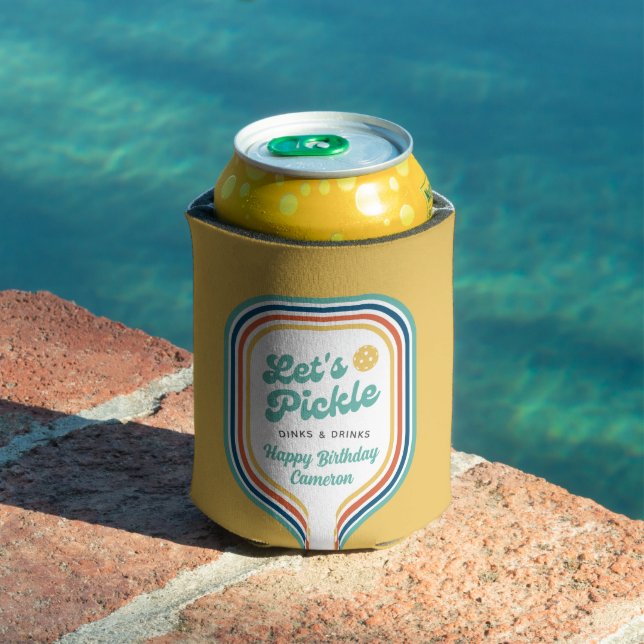 Rafraîchisseur Pour Canette Pickleball Party Pickle Retro Rainbow Stripe (Piscine in situ)