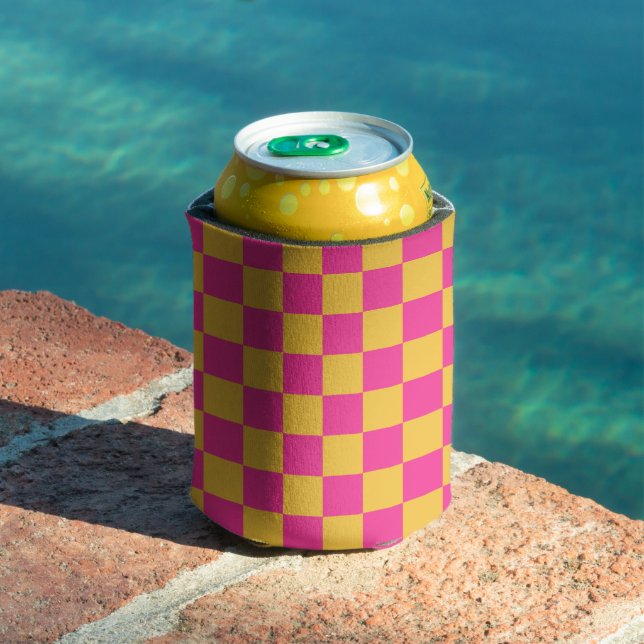 Rafraîchisseur Pour Canette Pink and Yellow Checkerboard (Piscine in situ)