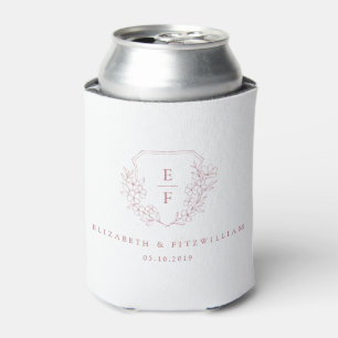Rafraîchisseur Pour Canette Pink Simple Élégant Cerisier Blossom Monogram Cres