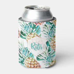 Rafraîchisseur Pour Canette PixDezines Ananas+Monstera Aquarelle