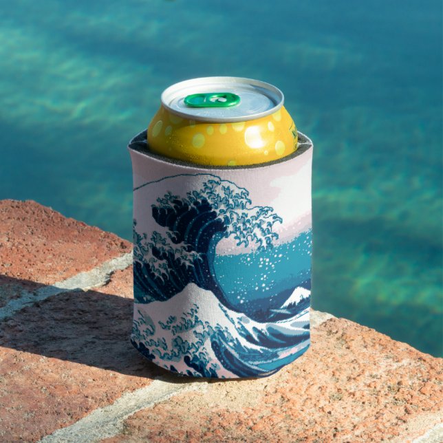 Rafraîchisseur Pour Canette Pixel bleu et rose Grande vague (Piscine in situ)