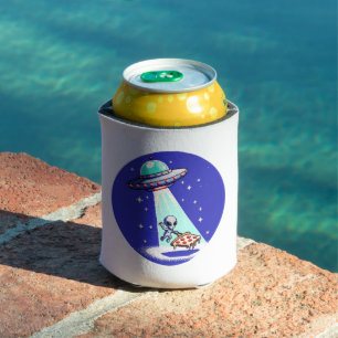 Rafraîchisseur Pour Canette Pizza Aventure OVNI Pixelated - Art Alien