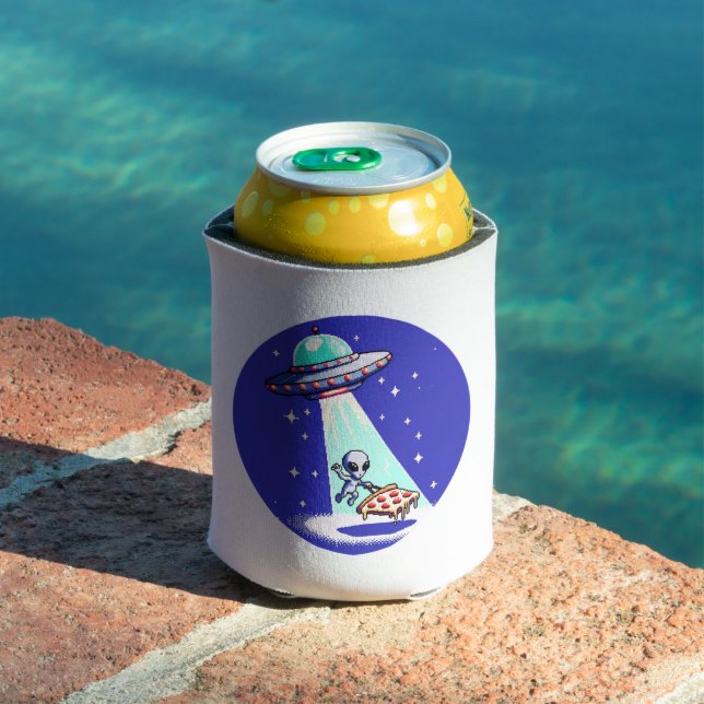 Rafraîchisseur Pour Canette Pizza Aventure OVNI Pixelated - Art Alien (Piscine in situ)