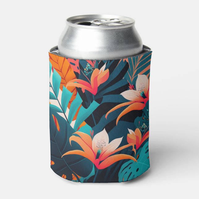 Rafraîchisseur Pour Canette Plage florale tropicale (Can devant)