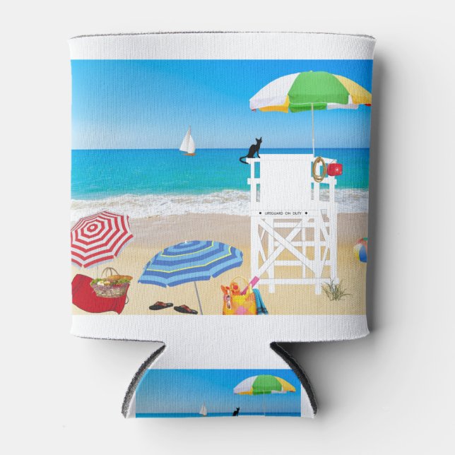 Rafraîchisseur Pour Canette Plage Ocean Sea Lifeguard Parasols (Devant)