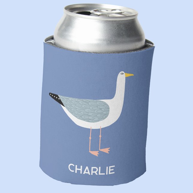 Rafraîchisseur Pour Canette Plaisir Seagull personnalisé (Personalized name seagull blue can cooler)