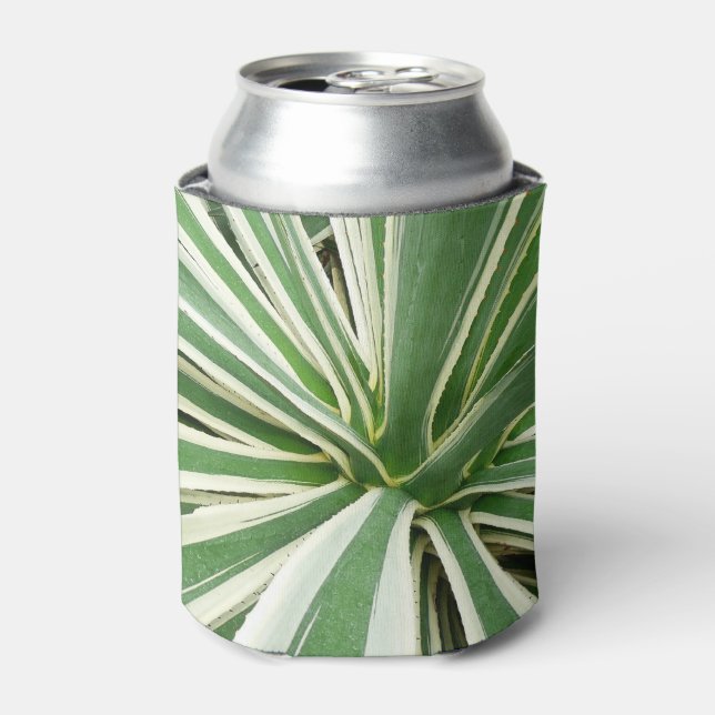 Rafraîchisseur Pour Canette Plante Agave Vert et blanc rayé (Can devant)