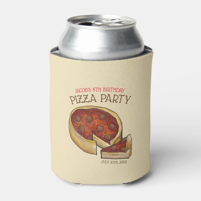 Rafraîchisseur Pour Canette Plat profond Pepperoni Pizza Pie fête d'anniversai (Can devant)