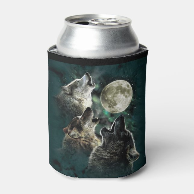 Rafraîchisseur Pour Canette Pleine lune des loups hurleurs Starry Sky Can Cool (Can devant)
