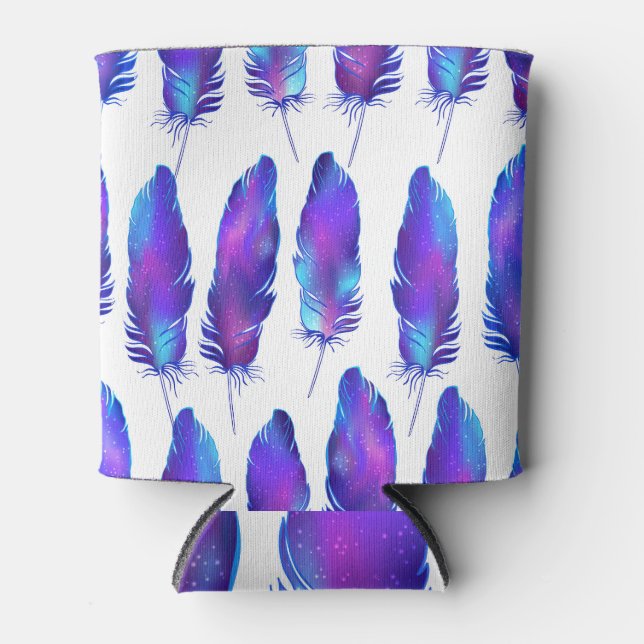 Rafraîchisseur Pour Canette Plumes avec texture spatiale, motif magique. (Devant)
