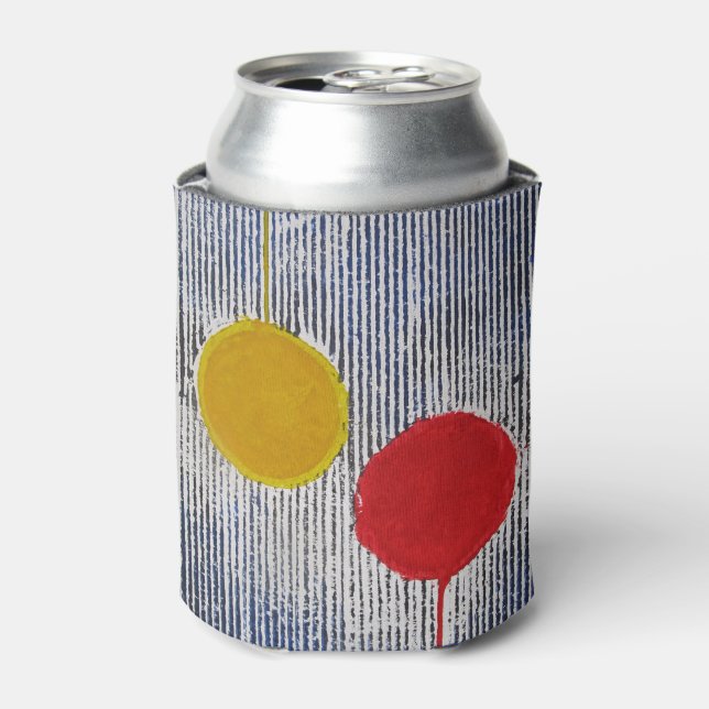 Rafraîchisseur Pour Canette Poche rouge Jaune Pointe Polka Abstrait (Can devant)