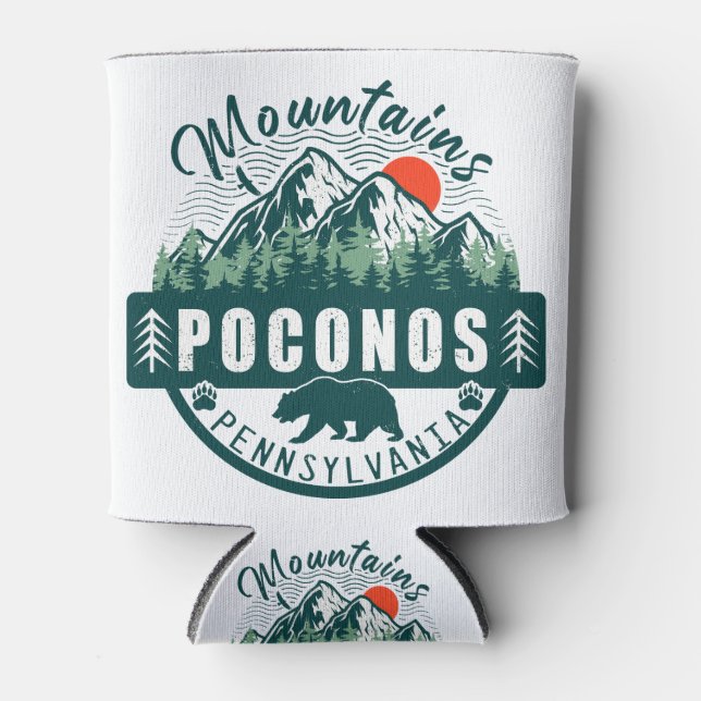 Rafraîchisseur Pour Canette Pocono Mountains PA Retro Sunset Souvenirs Cadeau (Devant)