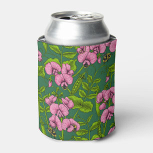 Rafraîchisseur Pour Canette Pois doux et bourdons, vert et rose