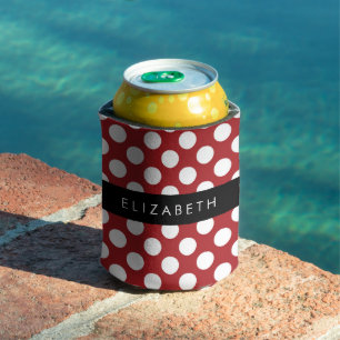 Rafraîchisseur Pour Canette Pois Rouges, Motif Polka Dot, Votre Nom