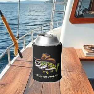 Rafraîchisseur Pour Canette Poisson amusant avec un Casquette cowboy