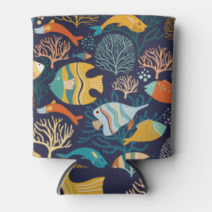 Rafraîchisseur Pour Canette Poisson coloré : motif plante aquatique.