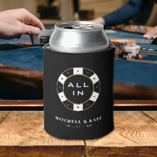Rafraîchisseur Pour Canette Poker Chip Tout En Noir Mariage