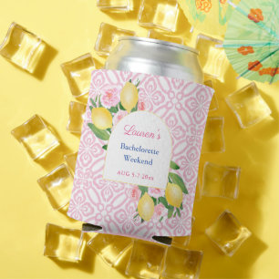 Rafraîchisseur Pour Canette Positano Lemons Fleurs Roses Bachelorette Party
