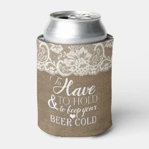 Rafraîchisseur Pour Canette Pour avoir et tenir Mongram Mariage Burlap