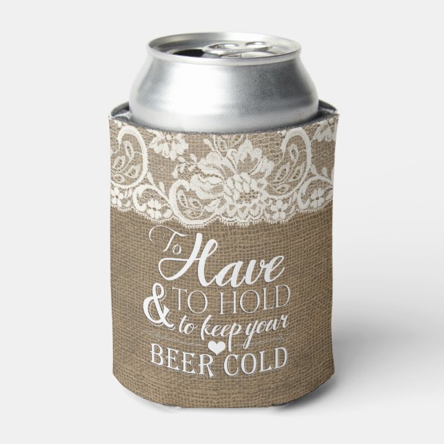 Rafraîchisseur Pour Canette Pour avoir et tenir Mongram Mariage Burlap (Can devant)
