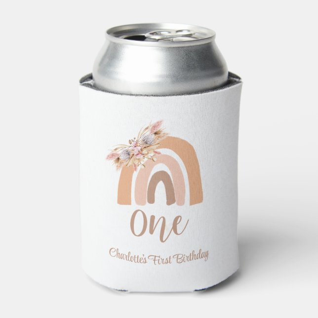 Rafraîchisseur Pour Canette Premier anniversaire Bohème Floral Rainbow Pastel (Can devant)