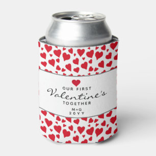 Rafraîchisseur Pour Canette Première Saint Valentin Ensemble Coeurs rouges Mon