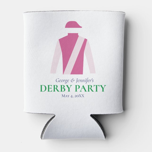 Rafraîchisseur Pour Canette Preppy Pink Jockey Soies Derby Party Personnaliser (Devant)