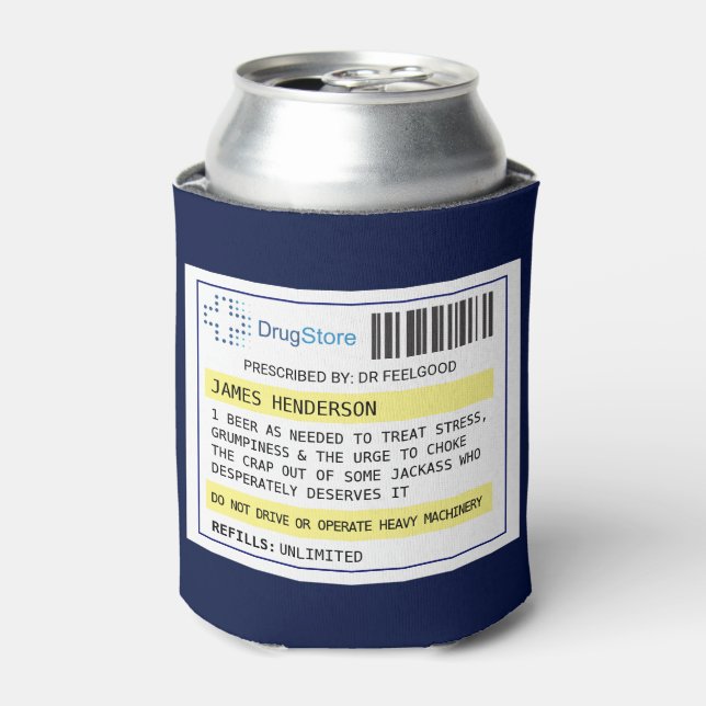 Rafraîchisseur Pour Canette Prescription personnalisée de bière drôle/cidre/au (Can devant)