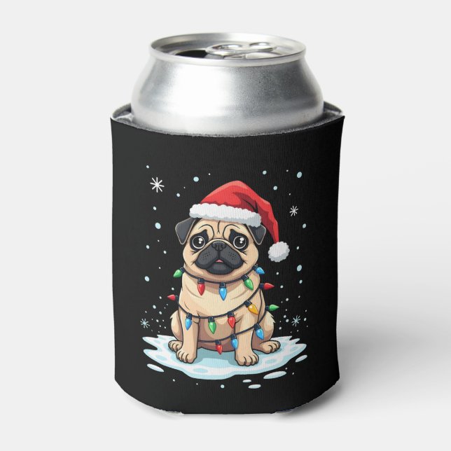 Rafraîchisseur Pour Canette Pug Dog Christmas Men Women (2) (Can devant)