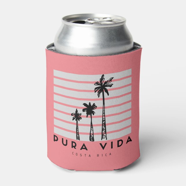 Rafraîchisseur Pour Canette Pura Vida Costa Rica Palm Tree Bière rose (Can devant)