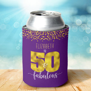 Rafraîchisseur Pour Canette Purple 50 et fabuleux dots d'or d'anniversaire gra