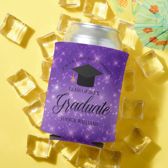 Rafraîchisseur Pour Canette Purple Sparkle Graduate Custom Graduate Party (Été in situ)
