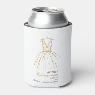 Rafraîchisseur Pour Canette Quinceanera élégante robe or Script Anniversaire